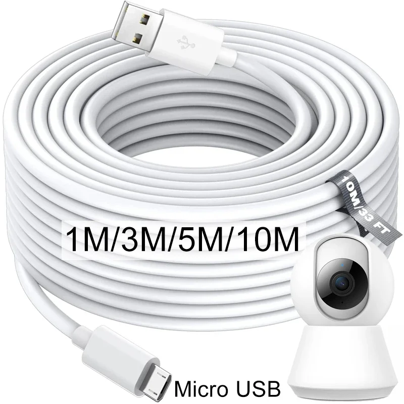 Cable de datos de carga rápida Micro USB Extra largo para teléfonos Samsung, Xiaomi, Android, Monitor de cámara, Cable de datos de Banco de energía, 1m-10m