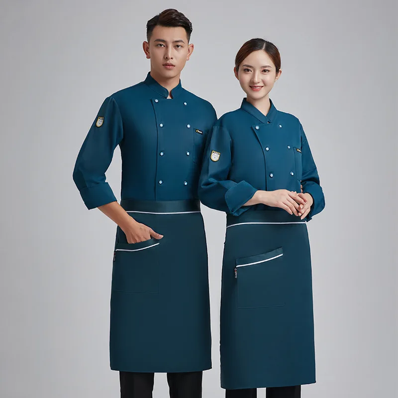 

C262 домашняя куртка шеф-повара с длинным регулируемым рукавом, Женское пальто унисекс для приготовления пищи, одежда для ресторана, отеля, кухни, униформа официанта