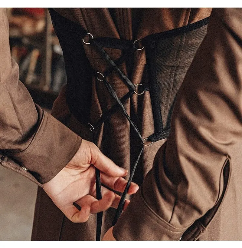 Women's Black Underbust Corset - Punk Style with Metal Chain: Lace Bustier, Strap Design, High Waist Slimming Curve Shaper