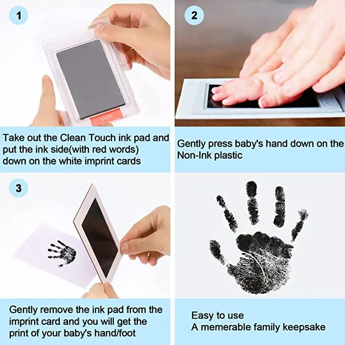 4 Pieces Baby Handprint Footprint Inkpad Assortment Toddler Infant Animal Hands Paws Print Inkless Stamp Souvenirs
