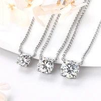 Anziw Moissanite Solitaire Necklace – 1CT/2CT/3CT, 925 Silver