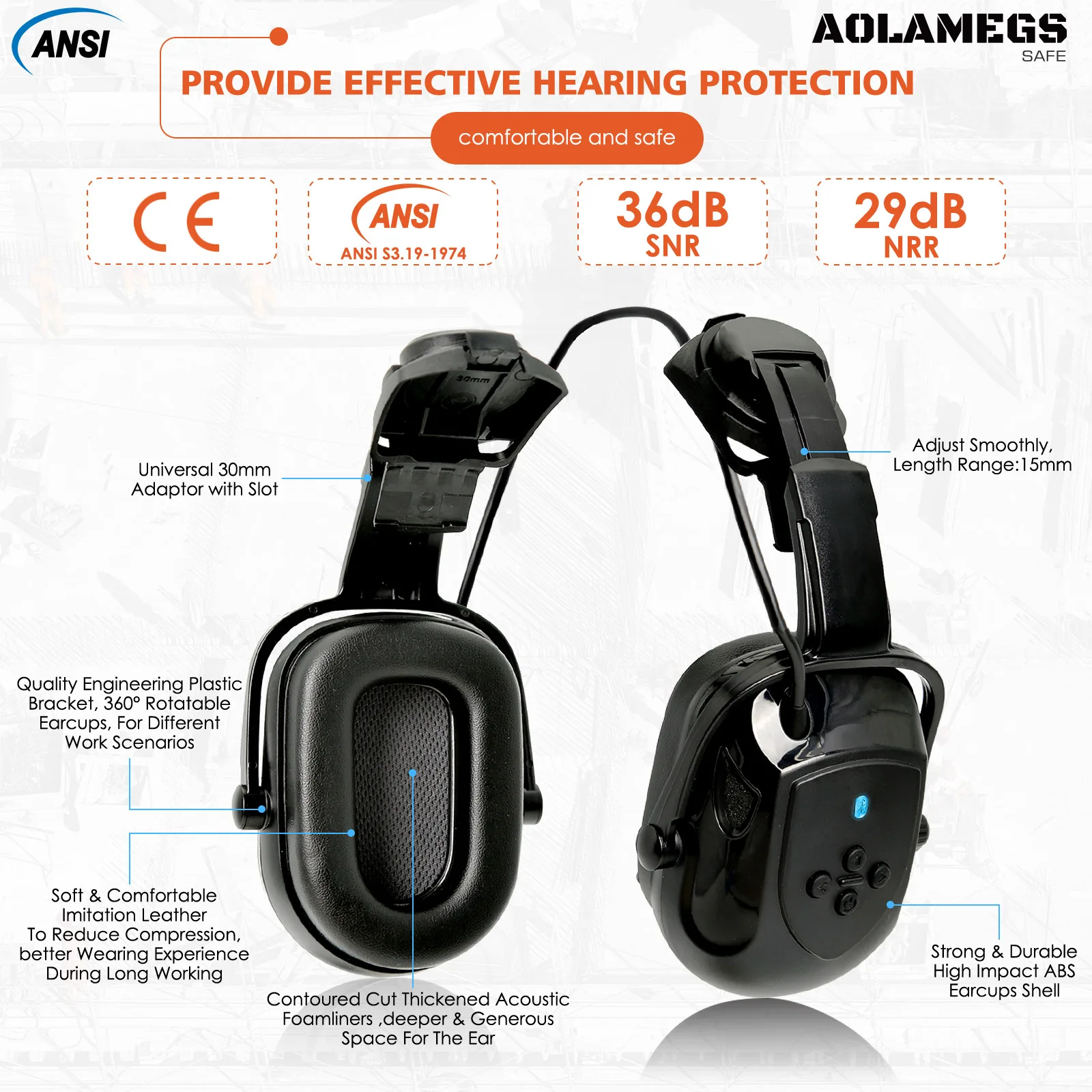 Casque De Sécurité Avec Lampe Frontale Rechargeable - Taille M - Norme ANSI Z87.1 - Neuf Sous Emballage