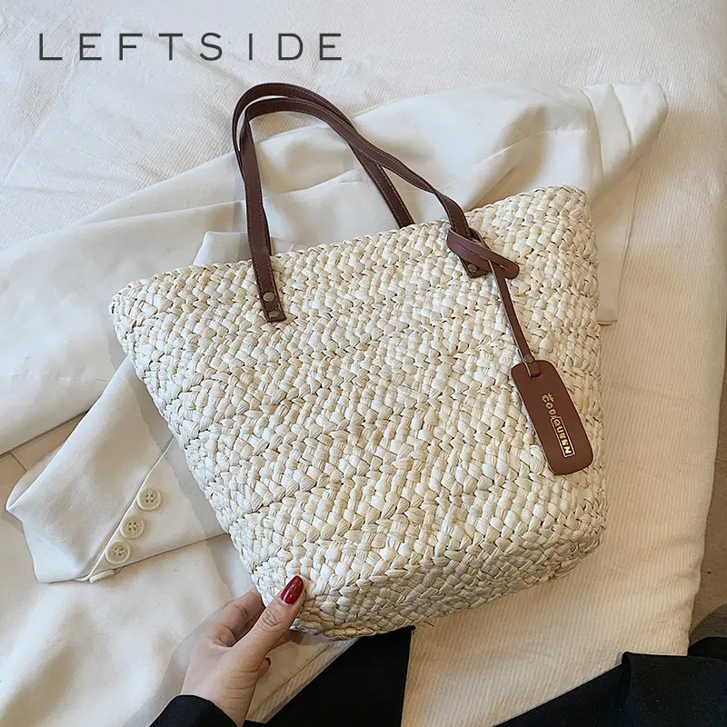 LEFTSIDE Bohemia Women Weave Big Straw Tote Bag 2025 Summer Y2k