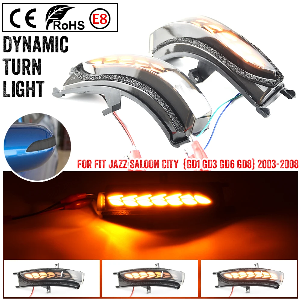 

For Honda FIT/JAZZ GD1/GD3 Saloon GD6/GD8 For CITY GD3/GD6 2007-2008 Side Mirror LED Dynamic Turn Signal Light Blinker