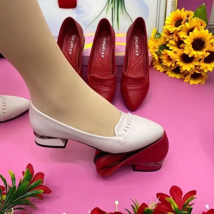Spring Women Pumps Shoes Pointed Toe Women Flat Shoes Solid Color Slip On Casual Soft Comfort Pu Leather Chaussure Femme