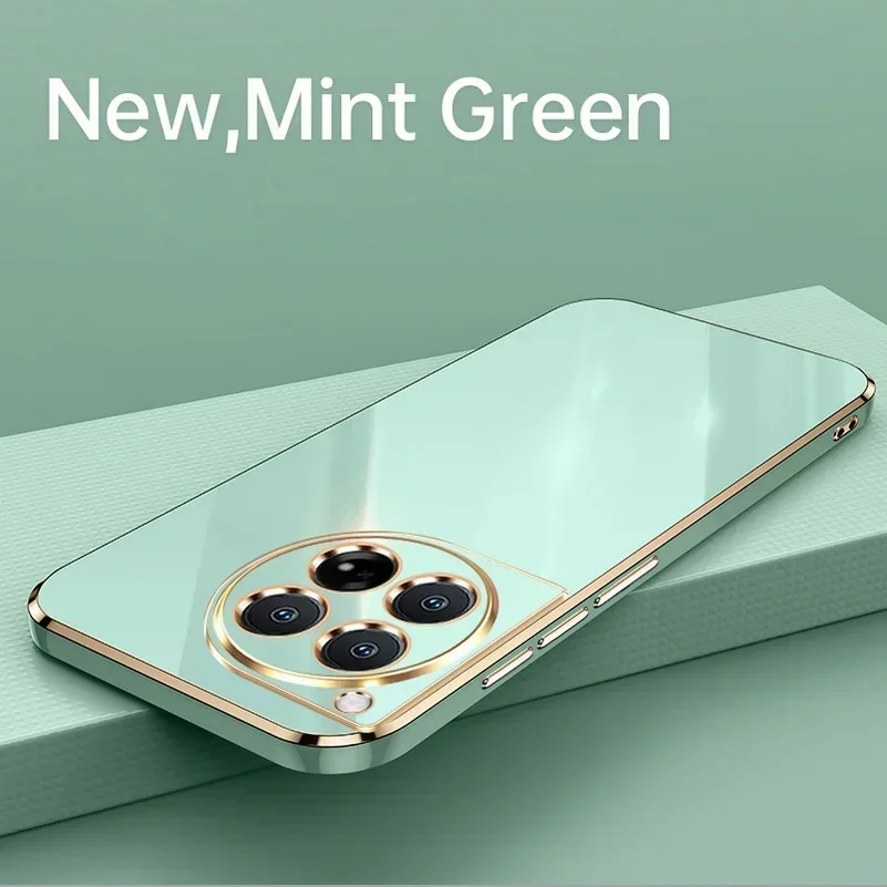 Enhanced 6D Plating Candy Color Soft Silicone Case with Ring Stand - Slim Square Back Cover