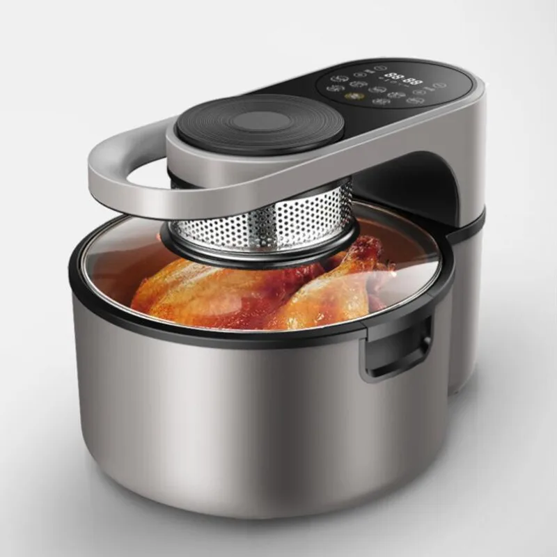 Household Multi-function Air Fryer Intelligent Barbecue Automatic Rotation Large Capacity Electric Fryer 8L Airayer
