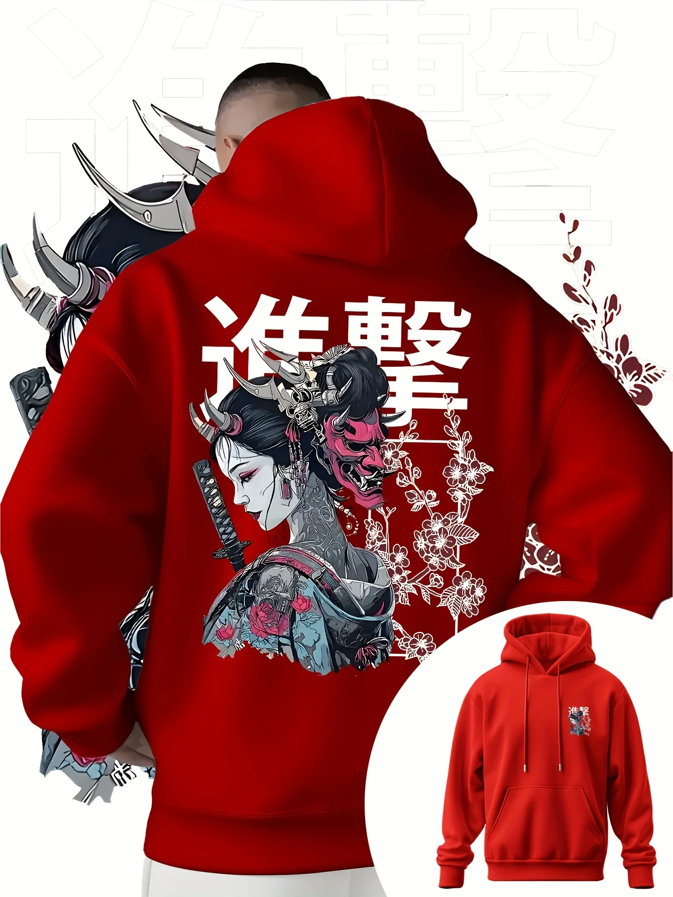 Japan Samurai Anime Harajuku Y2K Men Women Pullover Hoodie Street Casual Sport Loose Daily Autumn Winter Sweatshirt Top Clothes