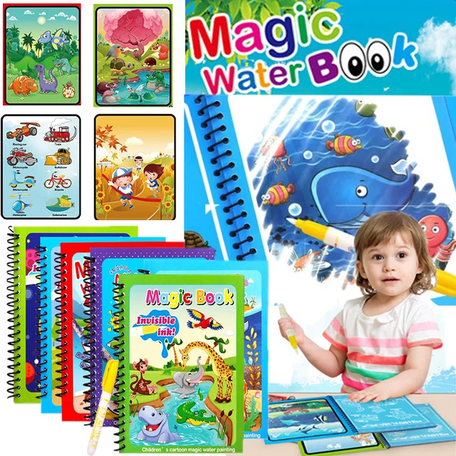 Magical Book Water Coloring Books Drawing Cartoons Books with Doodle Pen  Painting Board Gift for Kids Early EducationToys 1