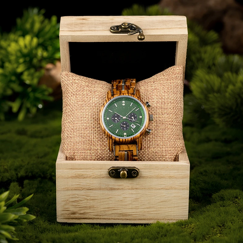 BOBO BIRD New Luxury Couple Watch for Women and Men Wooden Engraved Chronograph Watches with Auto Date Quartz Clock