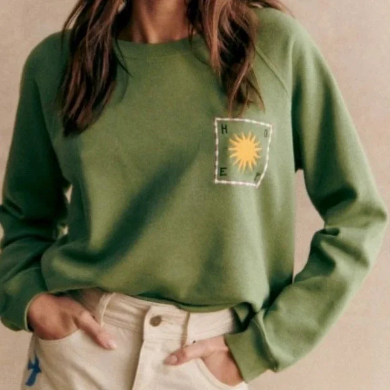 

2024 Early Spring Women Fashion Alphabet Sunshine Love Pattern Embroidered Versatile Round Neck Sweatshirt New