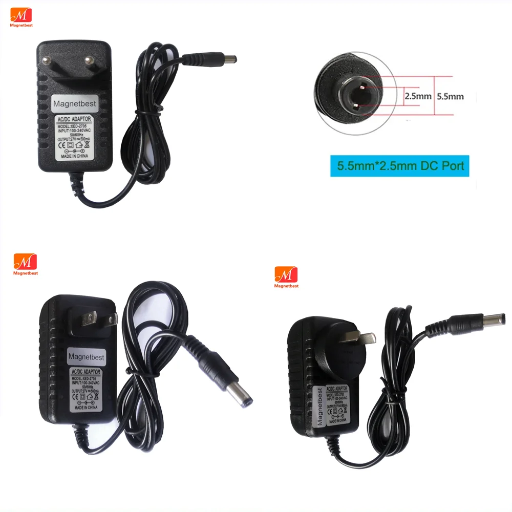 27V 0.5A 500mA AC DC 어댑터 변환기 dc 5.5*2.5/2.1mm 전원 어댑터 공급 충전기 EU/US/AU/UK 플러그