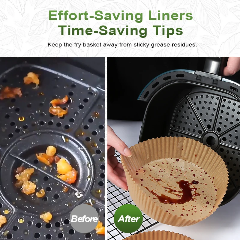 Description Picture 6 of item50/100pc Silicone Oil Paper Holder For Air Fryers Disposable Baking Oil Absorbing Baking Tray Paper Food Grade Non Stick Kitchen