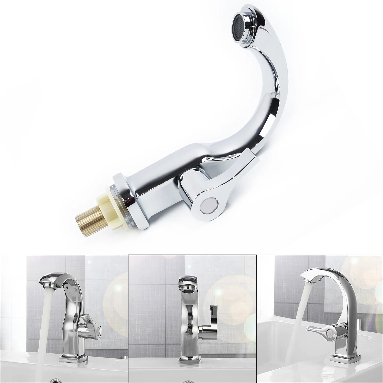 

Chrome Bathroom Basin Copper Tap Single Handle Spout Sink Bath Cold Water Faucet Kitchens Faucets Single Holder Single Hole Tool