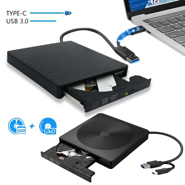 Lecteur DVD externe 12.7mm Type C/USB 3.0 Lecteur CD Lecteur Graveur Lecteur  DVD Lecteur CD-ROM Lecteurs optiques pour PC Ordinateur portable Ordinateur  de bureau - AliExpress