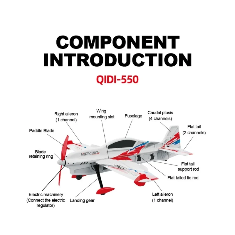 QIDI550 RC Plane 2.4G 500mm Wingspan Wind Resistant Aircraft With One Click Suspension Stunt EPP Foam RTF Flight 3
