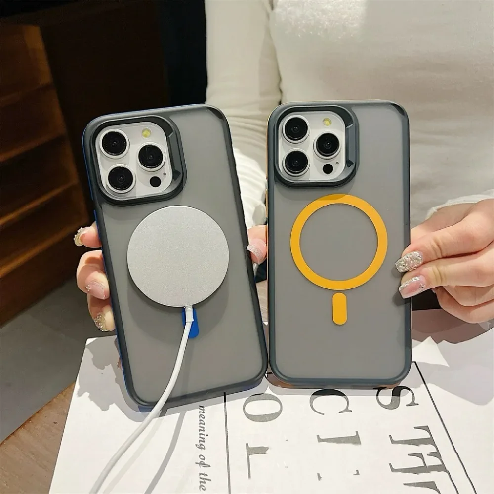 Magnetische, luxuriöse, matte, durchscheinende Rüstung, stoßfeste Hülle für iPhone 16, 15, 14, 13, 12, 11, Pro Max Plus, Magsafe Wireless Charge Cover – Detail 15