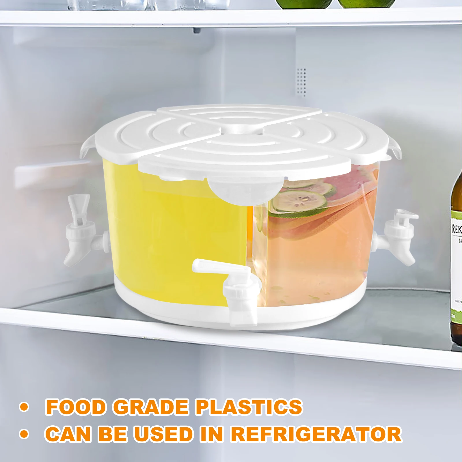 Juice Dispenser 1.37 Gallons 360&deg; Rotatable With Lid Leakproof Removable 4-Grid