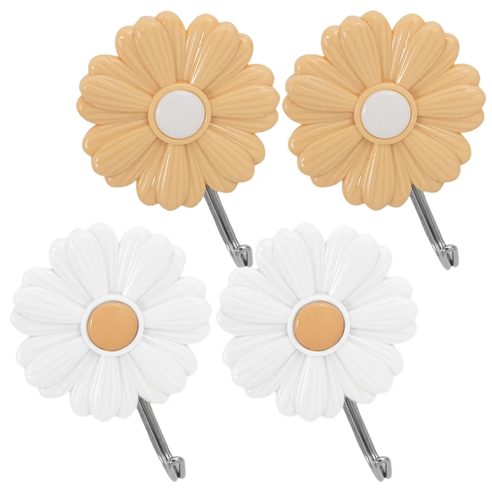 

Cabilock Backpack Kitchen Storage 4Pcs Strongly Adhesive Wall Hook Decorative Daisy Hook