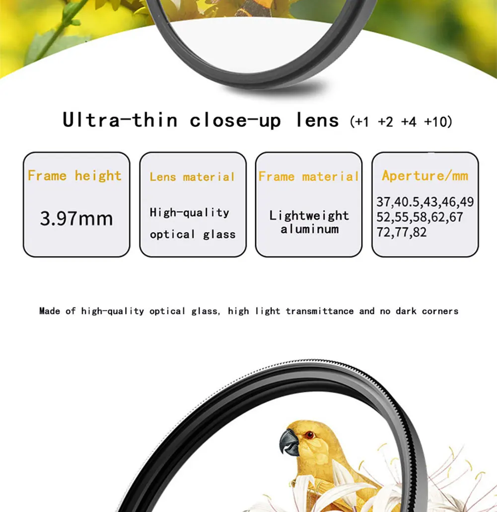 Nahaufnahmefilter-Set, 4-teilig (+1, + 2, + 4, + 10) Makrofilter – 37 40,5 43 46 49 52 55 58 62 67 72 77 82 mm Nahaufnahme-Objektivfilter-Set – Detail 6