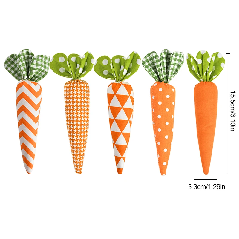 1/5pcs Easter Carrot Ornaments 2025 Spring Easter Party Decoration for Home Kids Birthday Favors Gift Soft Artificial Carrot Toy
