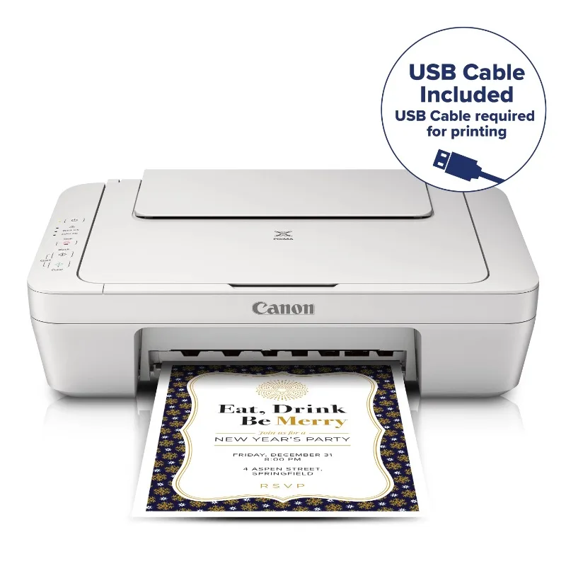 

Office PIXMA MG2522 Wired All-in-One Color Inkjet Printer [USB Cable Included], White