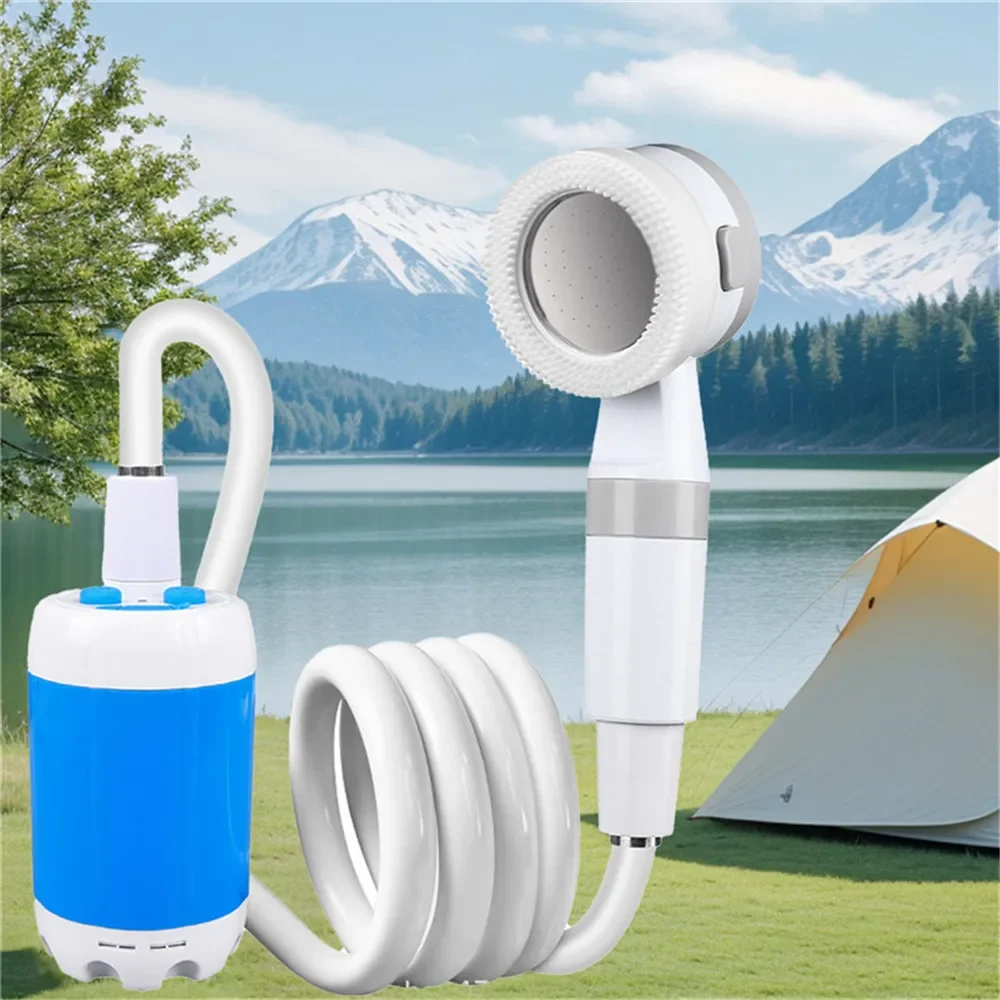 Portable Electric Shower-Rechargeable Outdoor Shower Head Sprayer Pumps Water Bucket Camping Hiking Travel