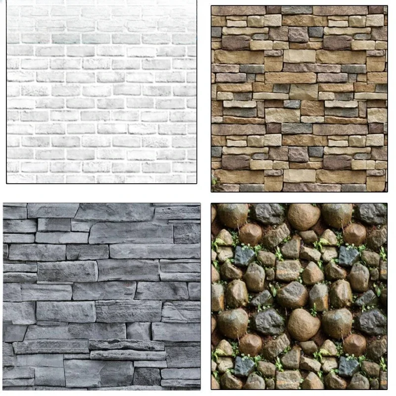 

Fashion Vintage Style Brick Stone Self Adhesive Wallpaper PVC Waterproof Peel and Stick Sticker Roll DIY Decor.