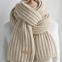 New Design Thick Knitted Scarf for Women Fashion Winter Warm Cashmere Scarves Neckercheif Lady Korean Style Neck Tie Bandana 5