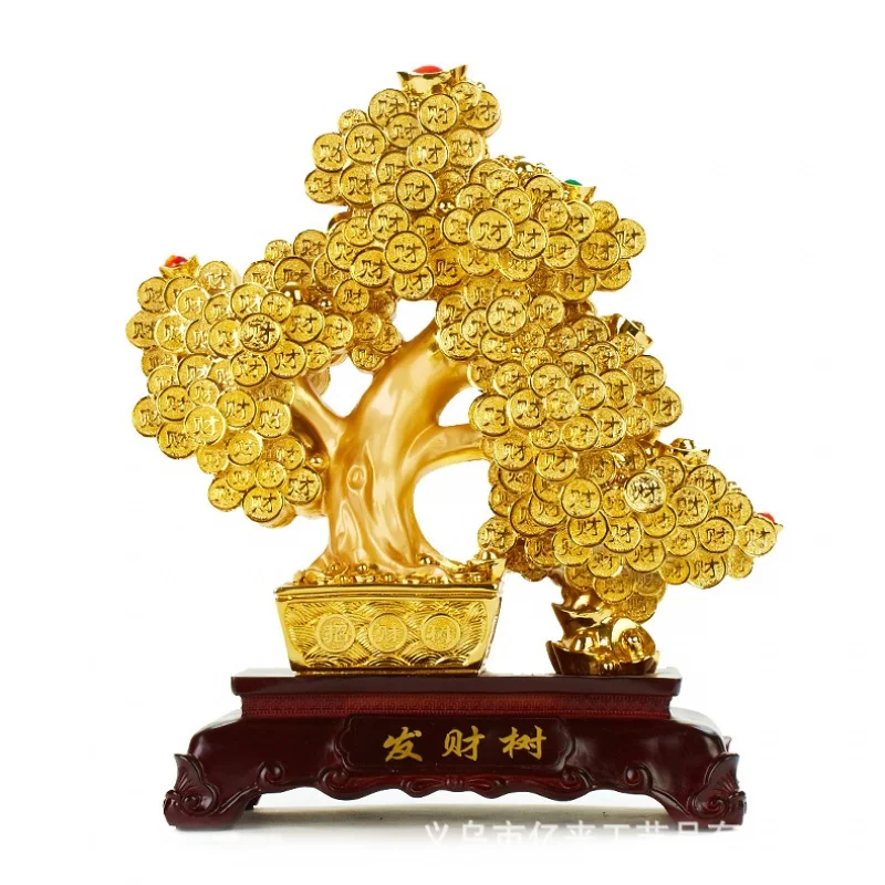 

Feng shui Wealth Tree Resin Sculpture Chinese Home Decor Statue lucky and money Ornament Office Figurines Crafts Gift
