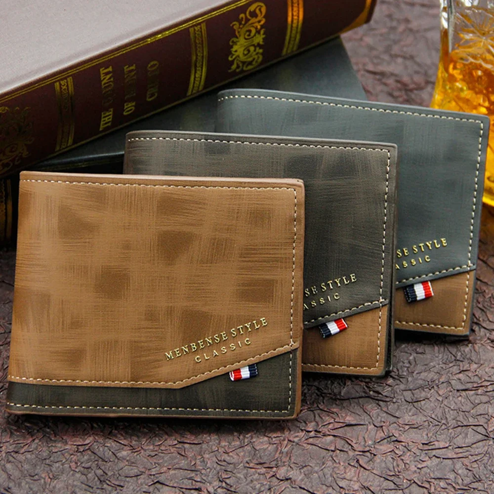Coin Pocket Photo Card Holder Small Male Wallet leather wallet Frosted Leather