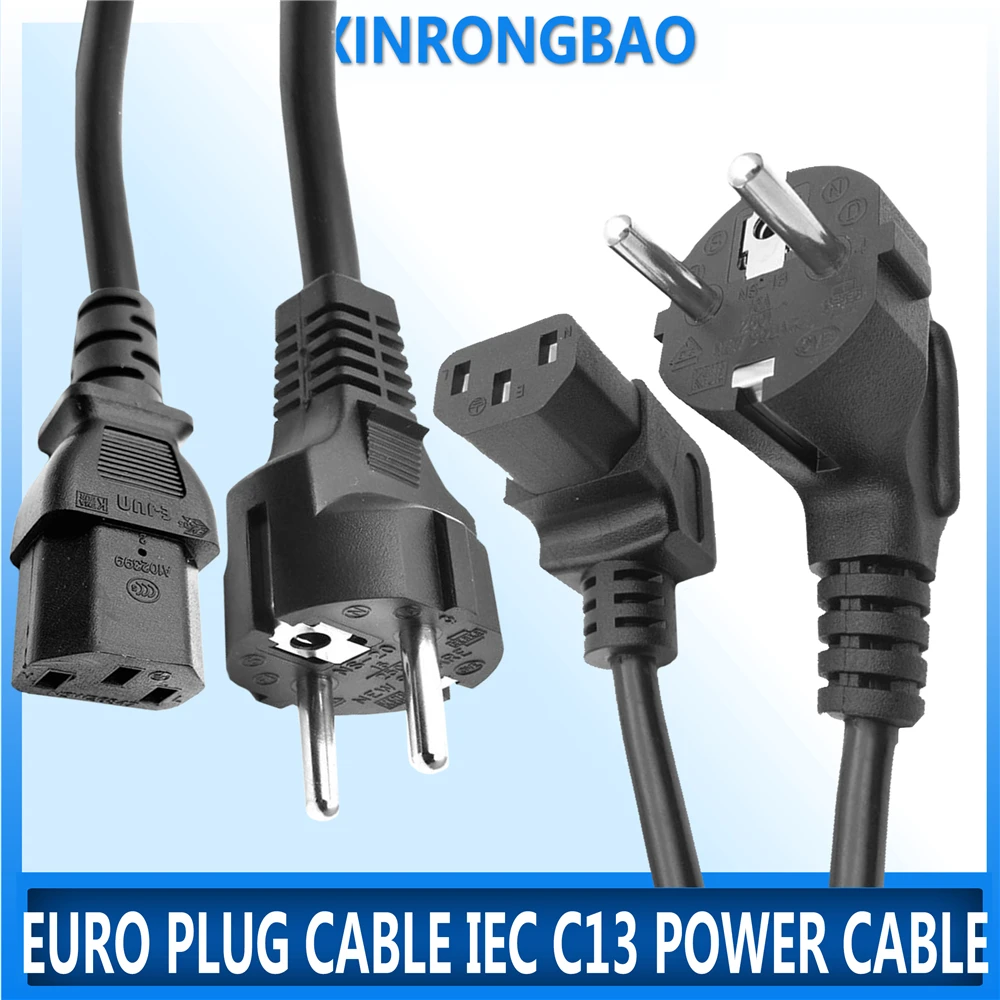 Cabo de Tomada Euro Iec C13 Cabo de Extensão do Cabo de Alimentação do Computador 0.3m 1m 1.5m 2.5m Cabo de Alimentação da ue para o Monitor Psu Antminer Impressora bk