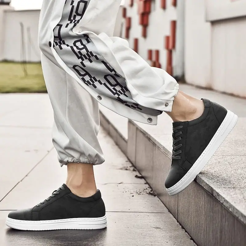 Sneakers Man Elevator Shoes Height Increase Insoles 6CM Sports  Lift Plus Size 35-47 6