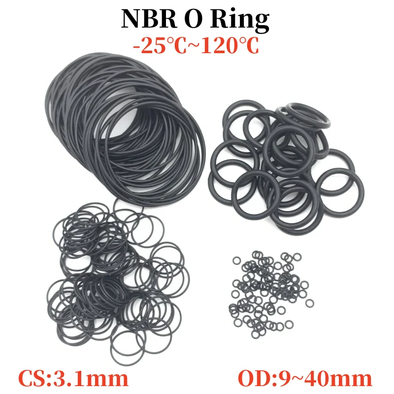 

20Pcs Nbr 80 Degree OD 9~40mm Pressure and Oil Resistant Pneumatic O-Ring Nitrile Hydraulic Sealing Gaskets Ring Thickness 3.1mm