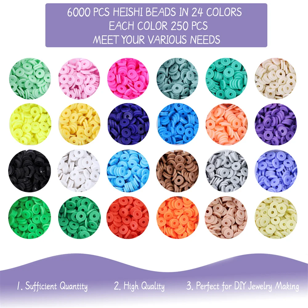 7200pcs/Set Acrylic Letter Beads Clay Bead Jump Ring Elastic Cord Lobster Clasp Jewelry Findings for DIY Necklace Bracelet