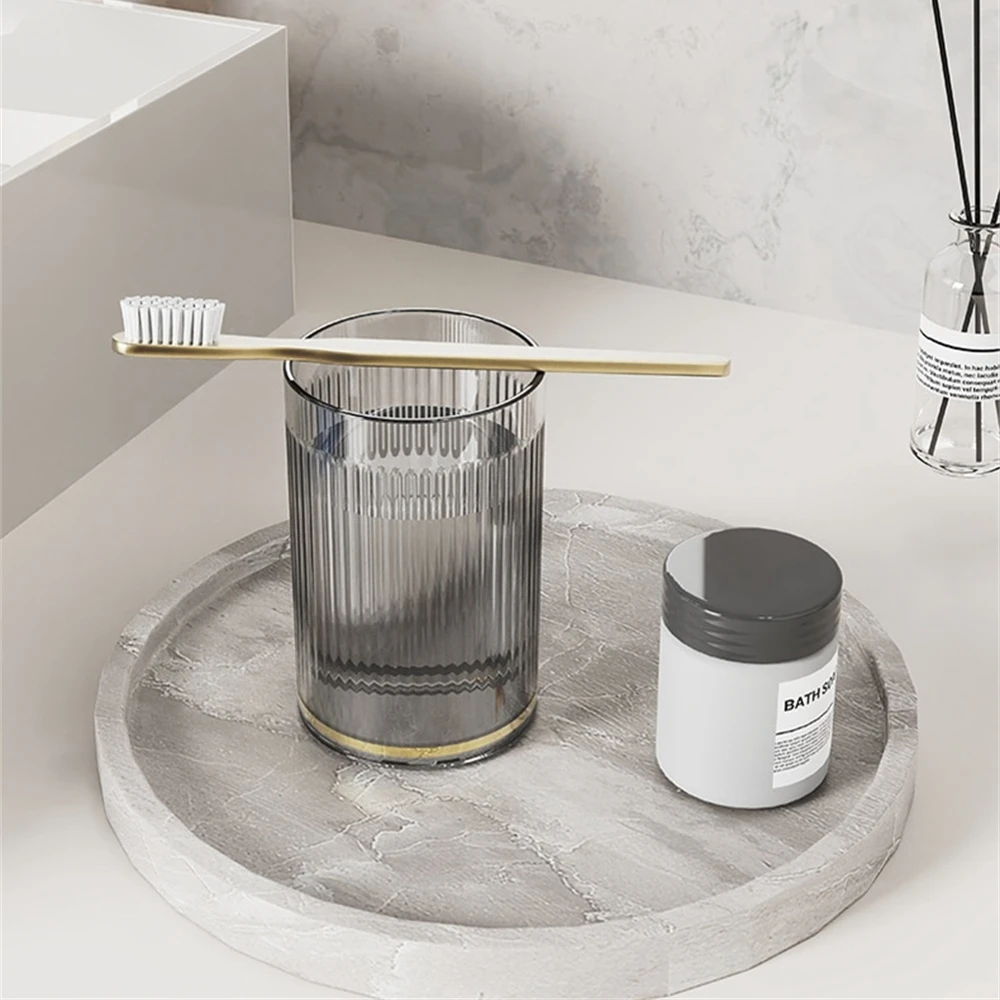 Toothbrush cup luxury stripe mouthwash mug portable round toothbrush storage cup