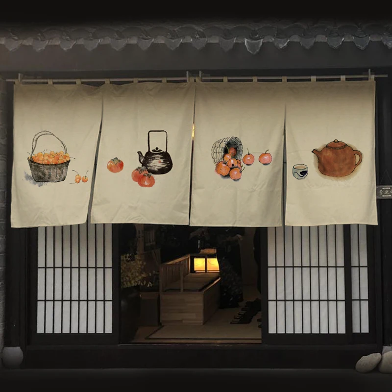 Japanese Style Tea Room Door Curtain Restaurant Signboard Chinese Tea House Partition Restaurant Hotel Pub Banner Short Curtain 3