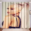 Ariana Grande Curtain Home Decoration, Star Celebrity Window Decoration, Polyester Shade, Bedroom, Living Room, 2 Tablets Set 1