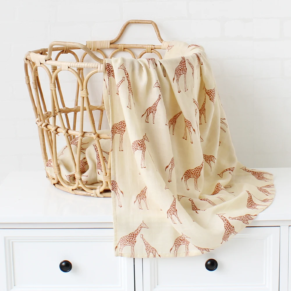 Bamboo Cotton Baby Blankets Newborn Muslin Swaddle Blanket Baby Bed Cover Leaf Print Infant Bath Towel 6