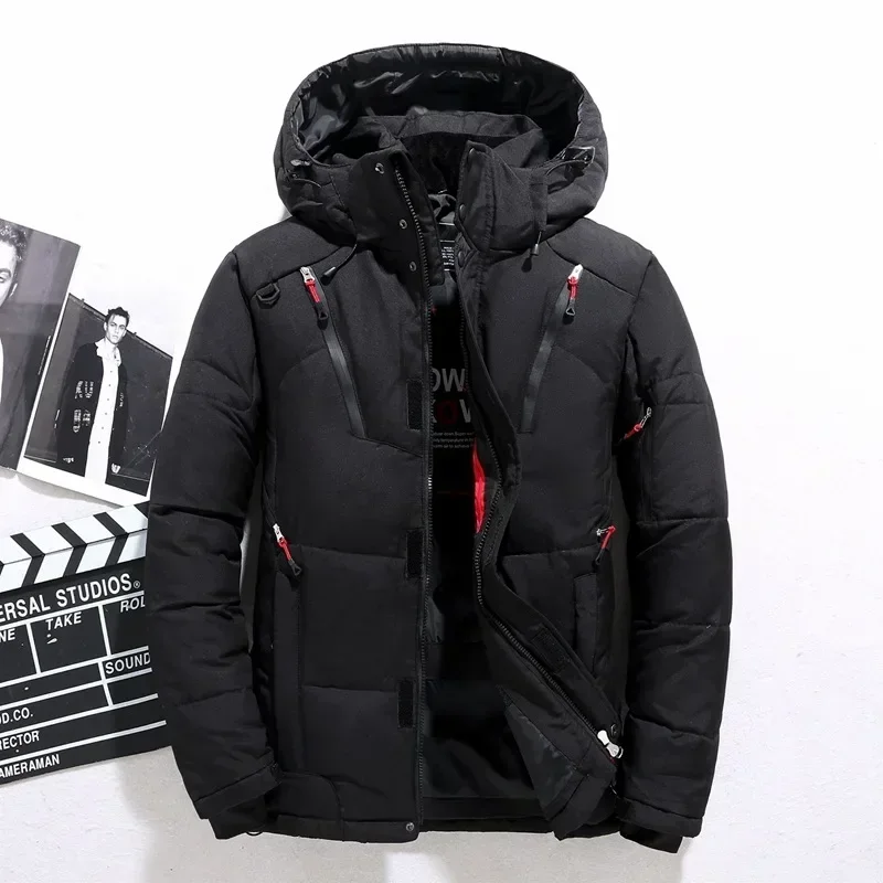 Men Down Jacket Hooded Outdoor Thick Parka-20 Degree Male White Duck Down Jacket Oversized Winter Parkas Warm Padded Snow Coat down jacket puffer jacket parka coat parkas coat