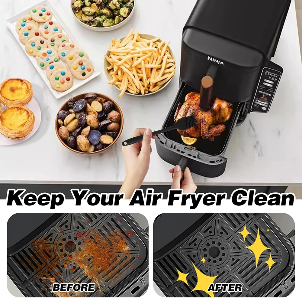 Air Fryer Silicone Tray 2Pcs Air Fryer Silicone Mold for Ninja AF400EU AF451EU Double Stack XL SL400EU Reusable Baking Tray for Dual Zone 9.5L Airfryer