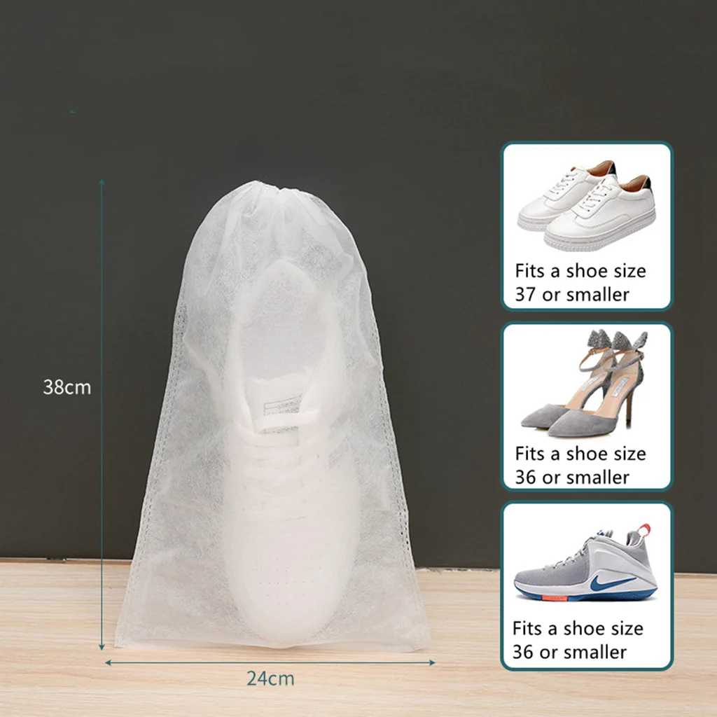10 Stück/Set Schuh-Staubschutzhüllen, Vliesstoff, staubdicht, mit Kordelzug, transparente Aufbewahrungsbeutel, Reisebeutel, Schuhbeutel, zum Trocknen und Schützen von Schuhen – Detail 1