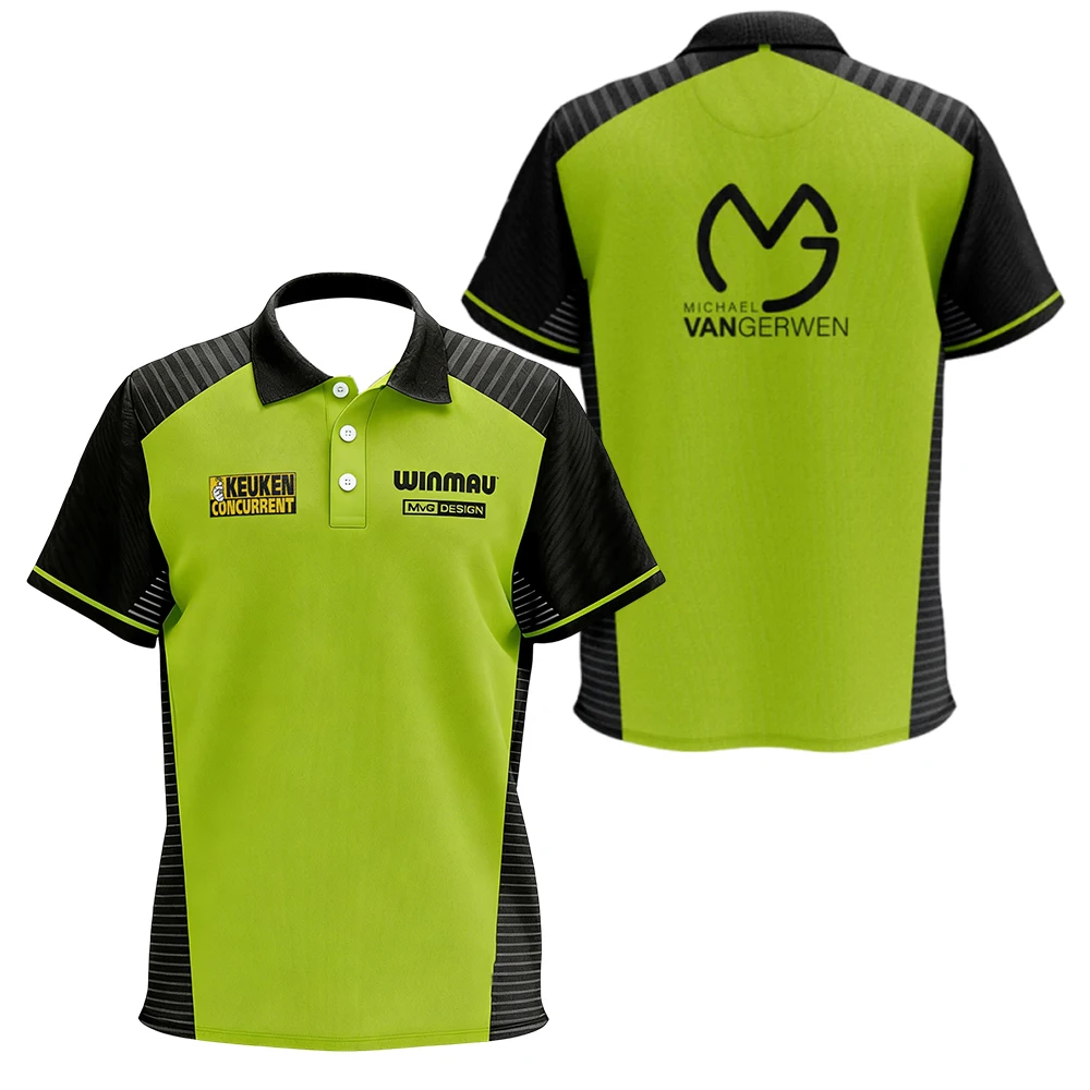 MvG Michael van Gerwen 24/25 Professionelles Darts-Poloshirt mit schnell trocknender Funktion, bequemes Oberteil für alltägliche Fans
