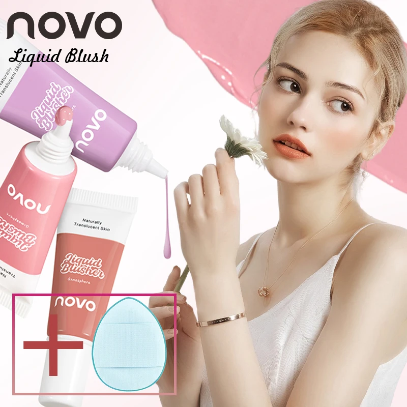 Liquid Blush Cream, Bring A Powder Puff Easy To Apply, Waterproof Long Lasting, Daily Use Convenient To Carry Makeup Blush