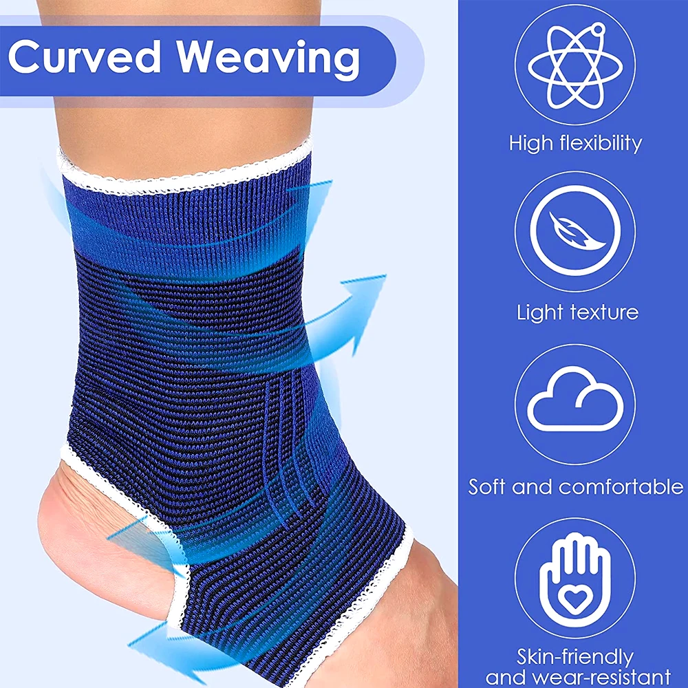 BraceTop 1 Pair Professional Elastic Knitted Ankle Support Band Ankle Brace For Sprain Sports Protects Shoes Therapy Ankle Support Brace