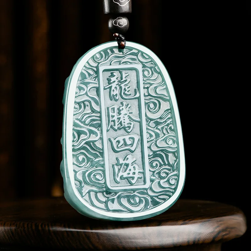 Natural Jadeite Blue Water Bully Dragon King Dragon Teng Four Sea Sign Zodiac Pendant Ice Jade For Men Women Jewelry Drop Ship