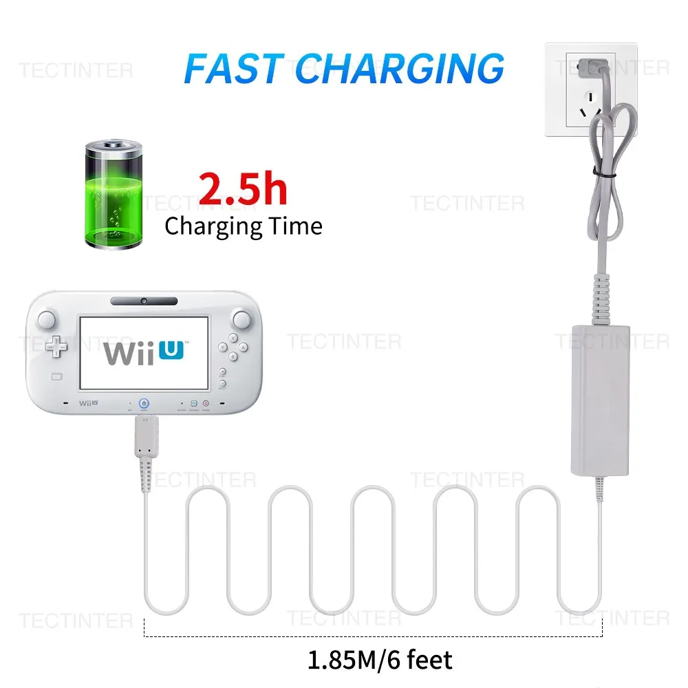 AC Adapter Charger for Wii U Gamepad Power Supply Cord Compatible
