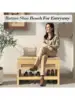 Apicizon Rattan Shoe Storage Bench Whith Cushion Thickened Wood Entryway Bench with Storage Drawer Farmhouse Shoe Rack B 2