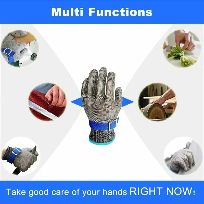 1 Pc Cut Resistant Stainless Steel Gloves Working Safety Gloves Metal Mesh Anti Cutting For Butcher Worker 5