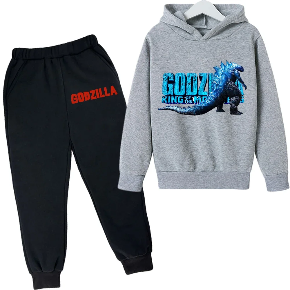 New 2pcs Godzilla Sweatshirt Suit for Children Fashion Plush